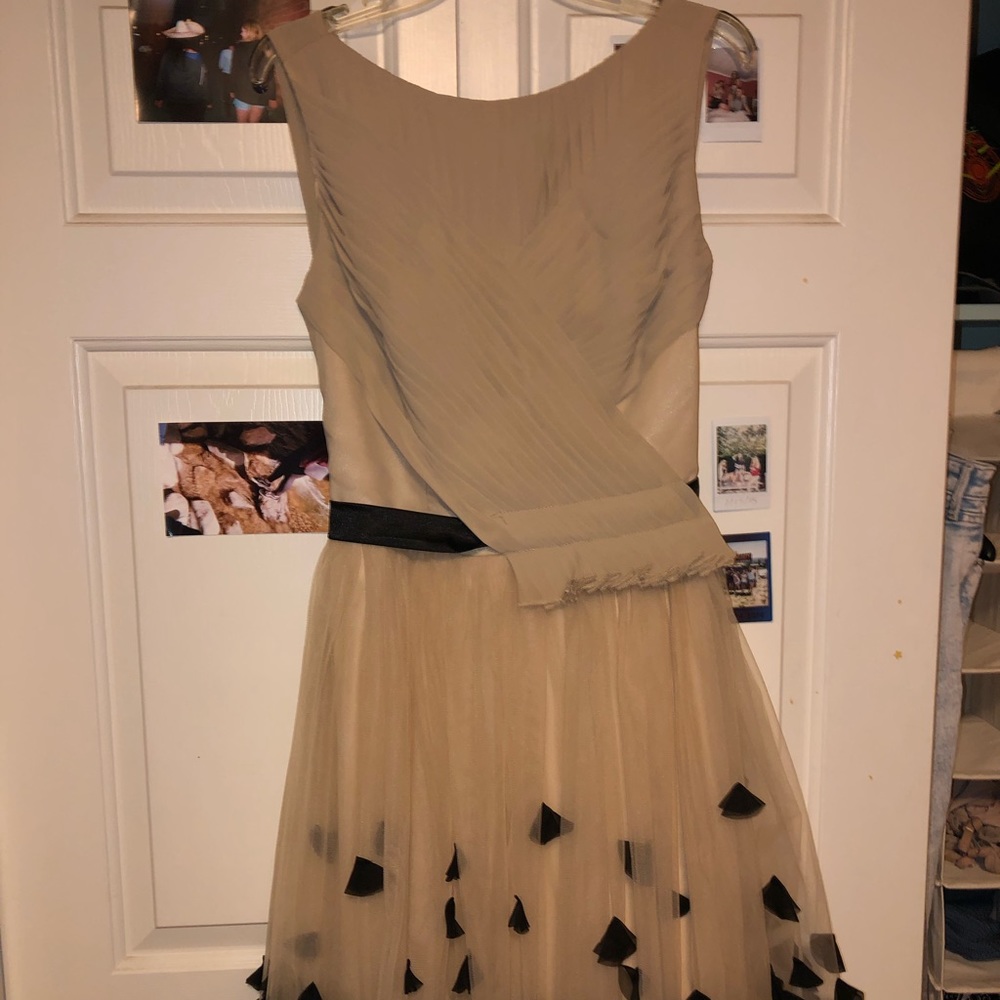 Cream and Black Petal Formal Dress